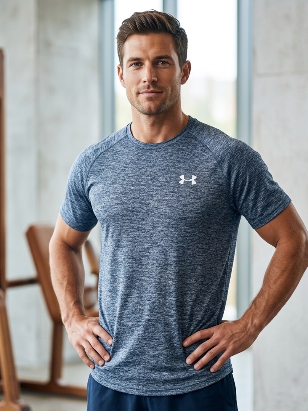 Under Armour Men’s Navy Heather Performance Short-Sleeve Tee